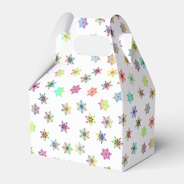Colourful snowflakes favour box (Front Side)