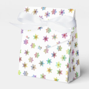 Colourful snowflakes favour box with ribbon