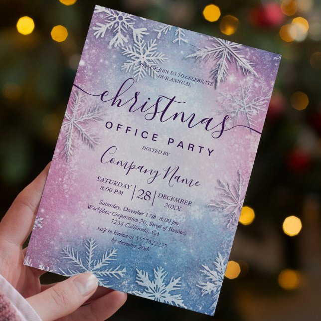 Colourful Snowflakes Holiday Office Party Invitation (Creator Uploaded)