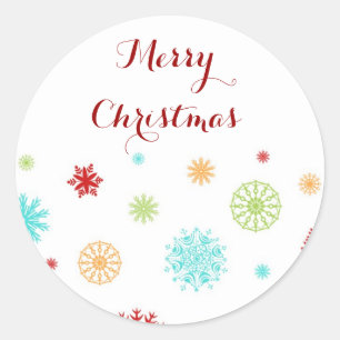 Colourful Snowflakes Merry Christmas Stickers