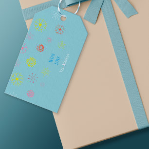 Colourful Snowflakes On A Light Blue Background Gift Tags