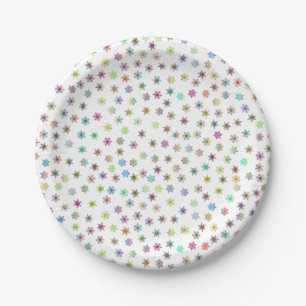 Colourful snowflakes paper plate