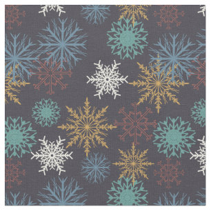 Colourful Snowflakes Pattern Fabric