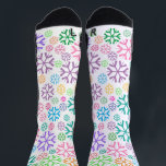 Colourful Snowflakes Pattern on White Socks<br><div class="desc">Colourful snowflakes pattern on a white background.</div>