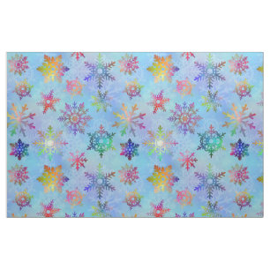 Colourful Snowflakes Winter Christmas Pretty Fabric