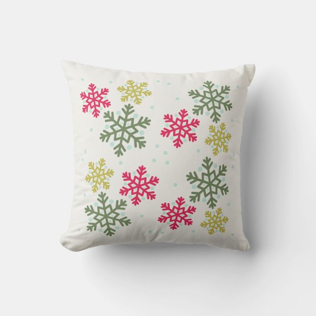  Colourful Snowflakes Winter Pillow (Front)