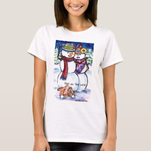 Colourful Snowman & Bunny Rabbits Carrot Funny Xma T-Shirt