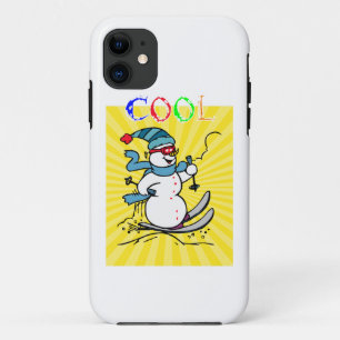 Colourful Snowman Skiing funny cute snowman sk Case-Mate iPhone Case