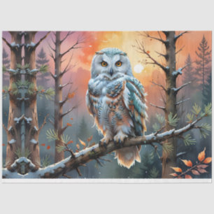 Colourful Snowy owl in Autumnal Forest Tissue Paper
