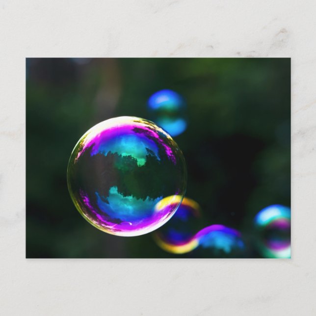 Colourful Soap Bubbles Floating Postcard (Front)