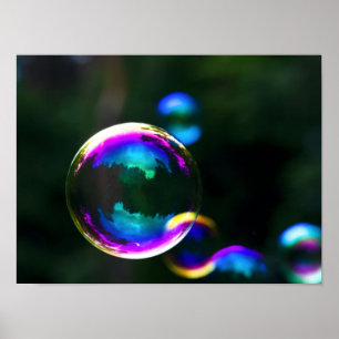 Colourful Soap Bubbles Floating Poster