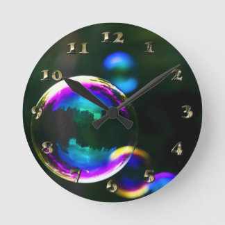 Colourful Soap Bubbles Floating Round Clock