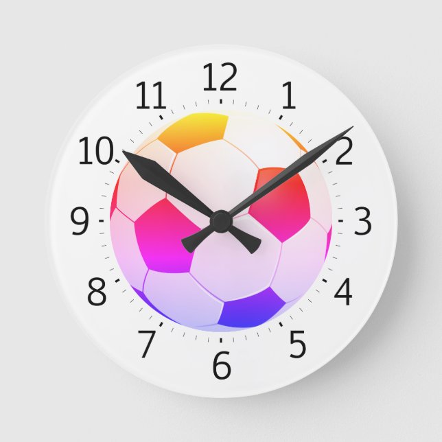 Colourful Soccer Ball | Cool Gifts Round Clock (Front)