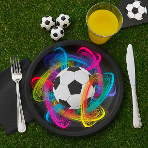 Colourful Soccer Ball Paper Plates