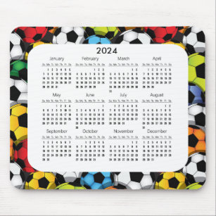 Colourful Soccer Balls 2024 Calendar Mousepad