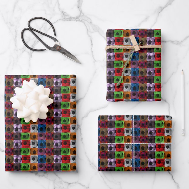 Colourful Soccer Balls Pop Art, Gift Wrap Sheets, (Front)