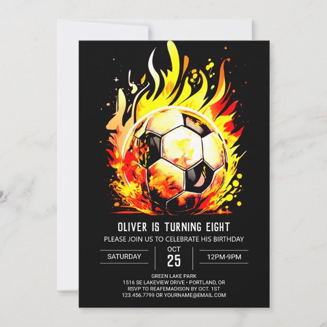 Colourful Soccer Children's Editable Birthday Invitation (Front)