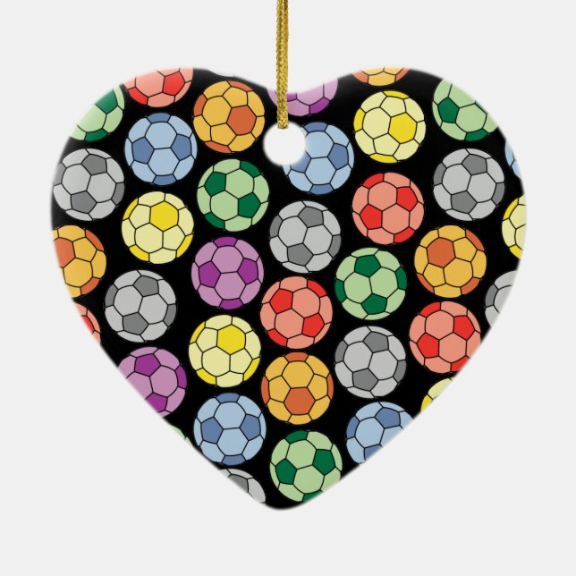 Colourful Soccer Pattern Ceramic Ornament (Back)