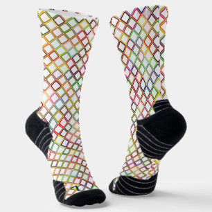 Colourful socks featuring a vibrant diamond patter