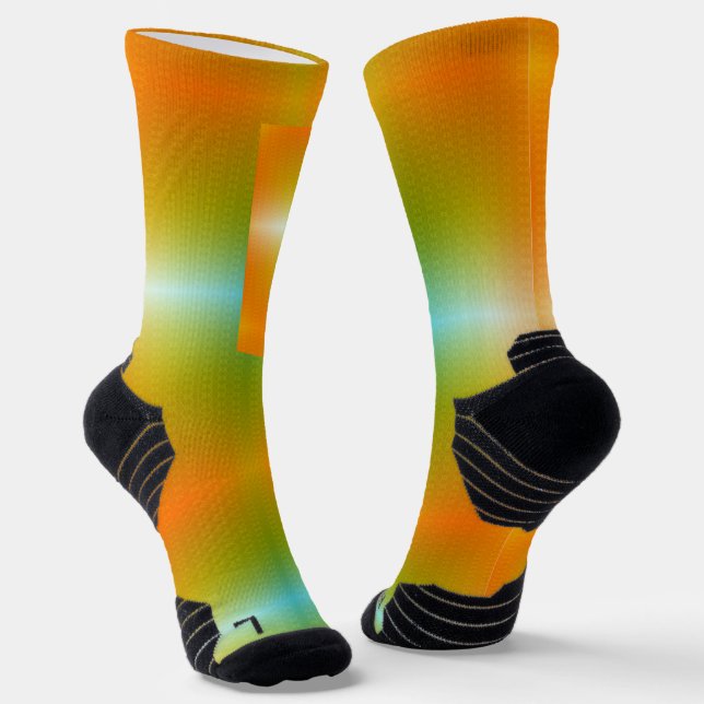 Colourful socks with a gradient from green  (Angled)