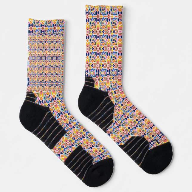 Colourful socks with vibrant geometric patterns  (Right)