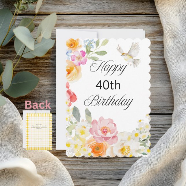 Colourful Soft Floral Birthday Flat Greeting Card (Creator Uploaded)