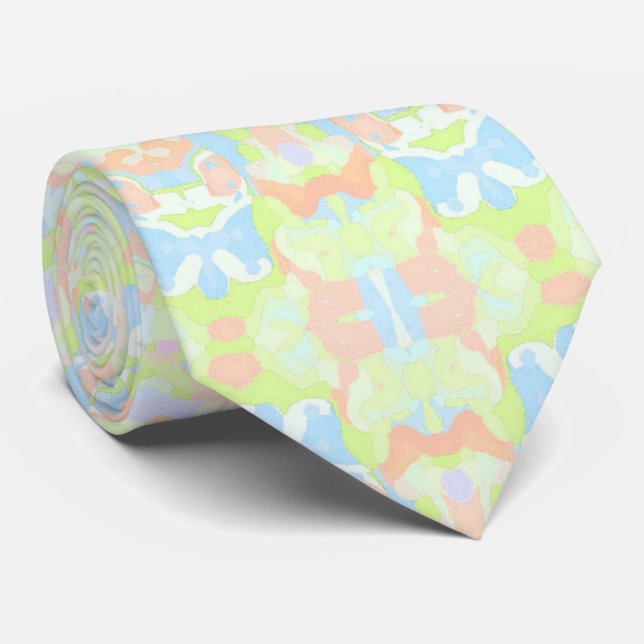 Colourful Soft Pastel Boho Trippy Hippie Mandala  Tie (Rolled)