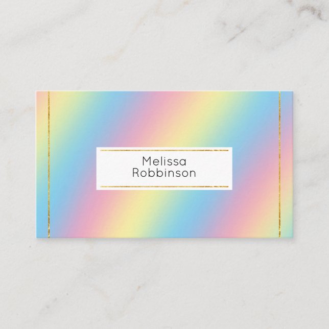 Colourful Soft Pastel Rainbow Gradient Colours Business Card (Front)