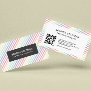 Colourful  soft unicorn Pastel Colours QR CODE Business Card