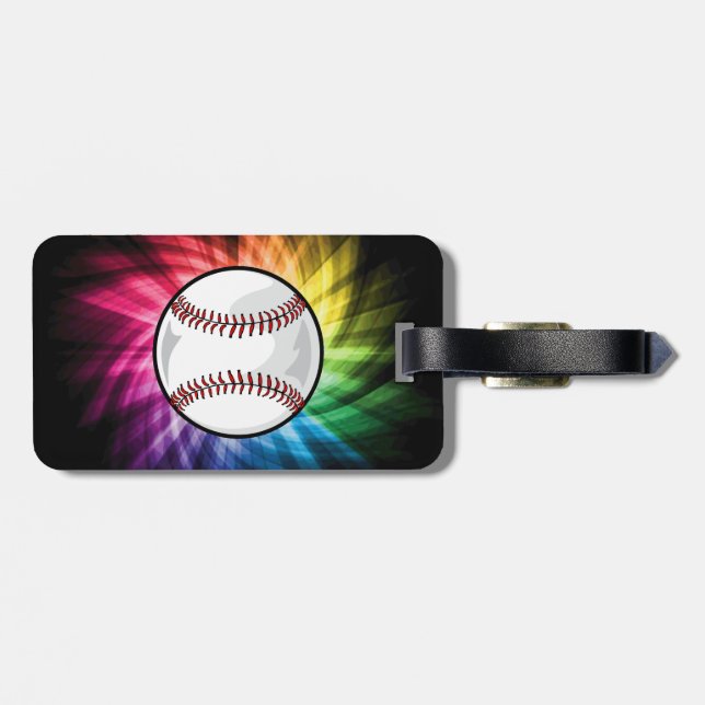 Colourful Softball; Baseball Luggage Tag (Back Horizontal)
