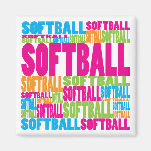 Colourful Softball Magnet