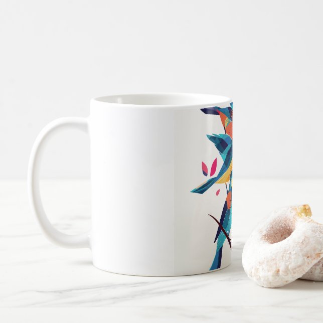 Colourful Songbirds Ceramic Coffee Mug (With Donut)