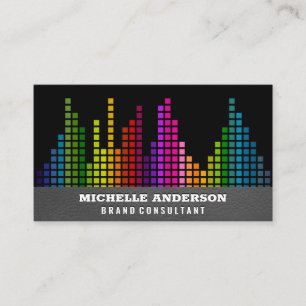 Colourful Sound Bar Equalizer Leather Background Business Card