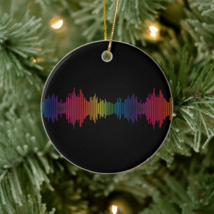 Colourful Sound Wave Ceramic Tree Decoration