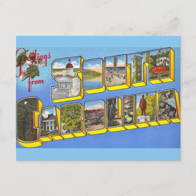 Colourful South Carolina Greeting Postcard (Front)