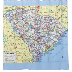Colourful South Carolina Map Shower Curtain
