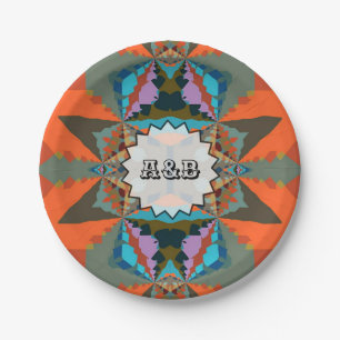 Colourful South Western Geometric Pattern Paper Plate