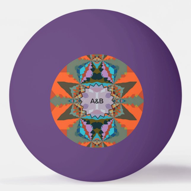 Colourful South Western Geometric Pattern Ping Pong Ball (Front)