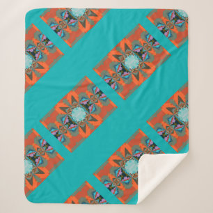 Colourful South Western Geometric Pattern Sherpa Blanket