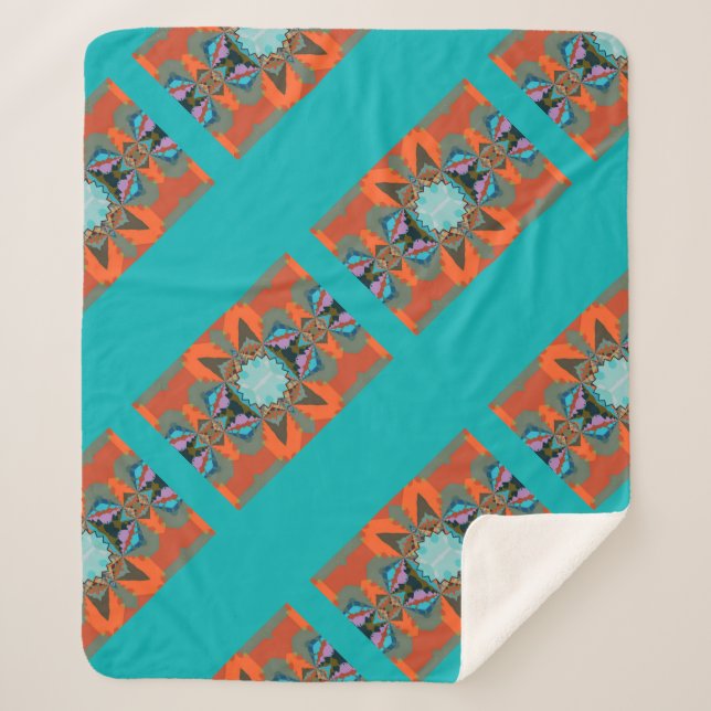 Colourful South Western Geometric Pattern Sherpa Blanket (Front)