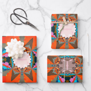 Colourful South Western Geometric Pattern Wrapping Paper Sheet