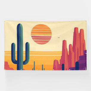 Colourful southwestern desert art banner