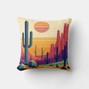Colourful southwestern desert art cushion