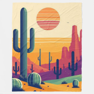 Colourful southwestern desert art fleece blanket