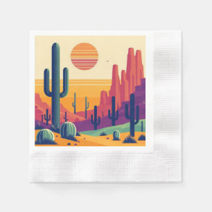 Colourful southwestern desert art napkin