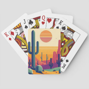 Colourful southwestern desert art playing cards