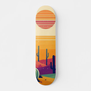 Colourful southwestern desert art skateboard