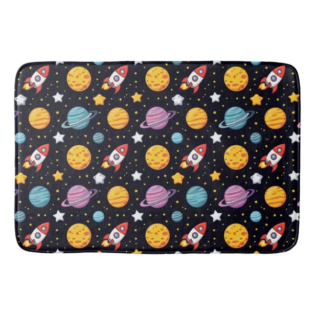 Colourful Space Adventure Bath Mat (Front)