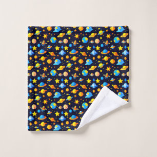 Colourful Space Adventure 🚀🌌 Vibrant Planets Wash Cloth