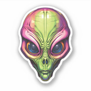 Colourful Space Alien Face Creepy Cartoon Alien